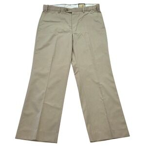NWT Berle Tan Beige Flat Front Twill Khaki Pants Mens 38x30